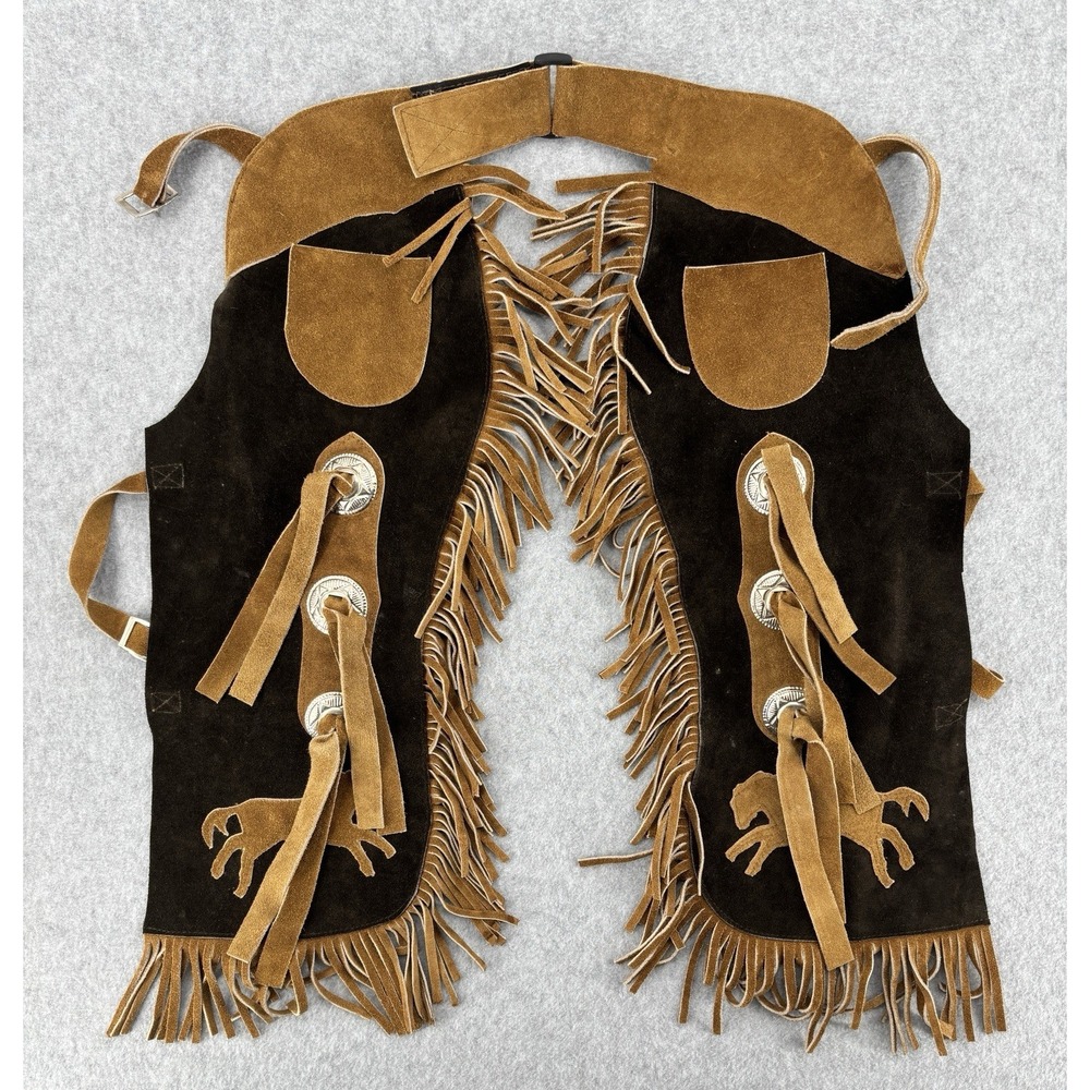 Equi-Grip Youth‎ Western Show Chaps Fringe Horse Concho Brown Small